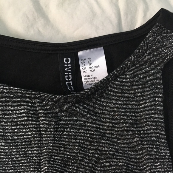 Crop top shiny silver black high neck S - Picture 2 of 3